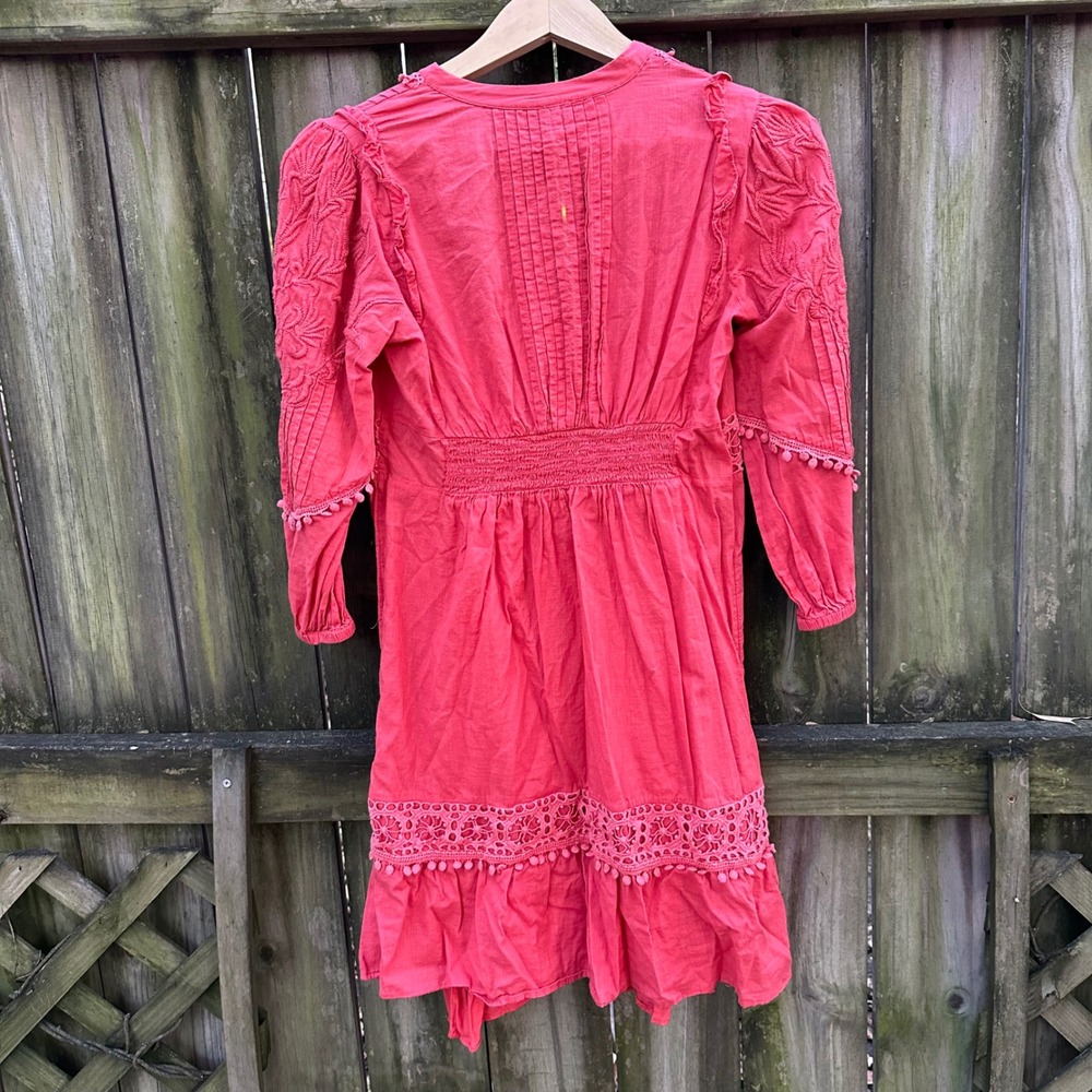 Anthropologie Akemi + Kin Josephine Coral Embroidered Lace Trim Dress - Picture 7 of 11